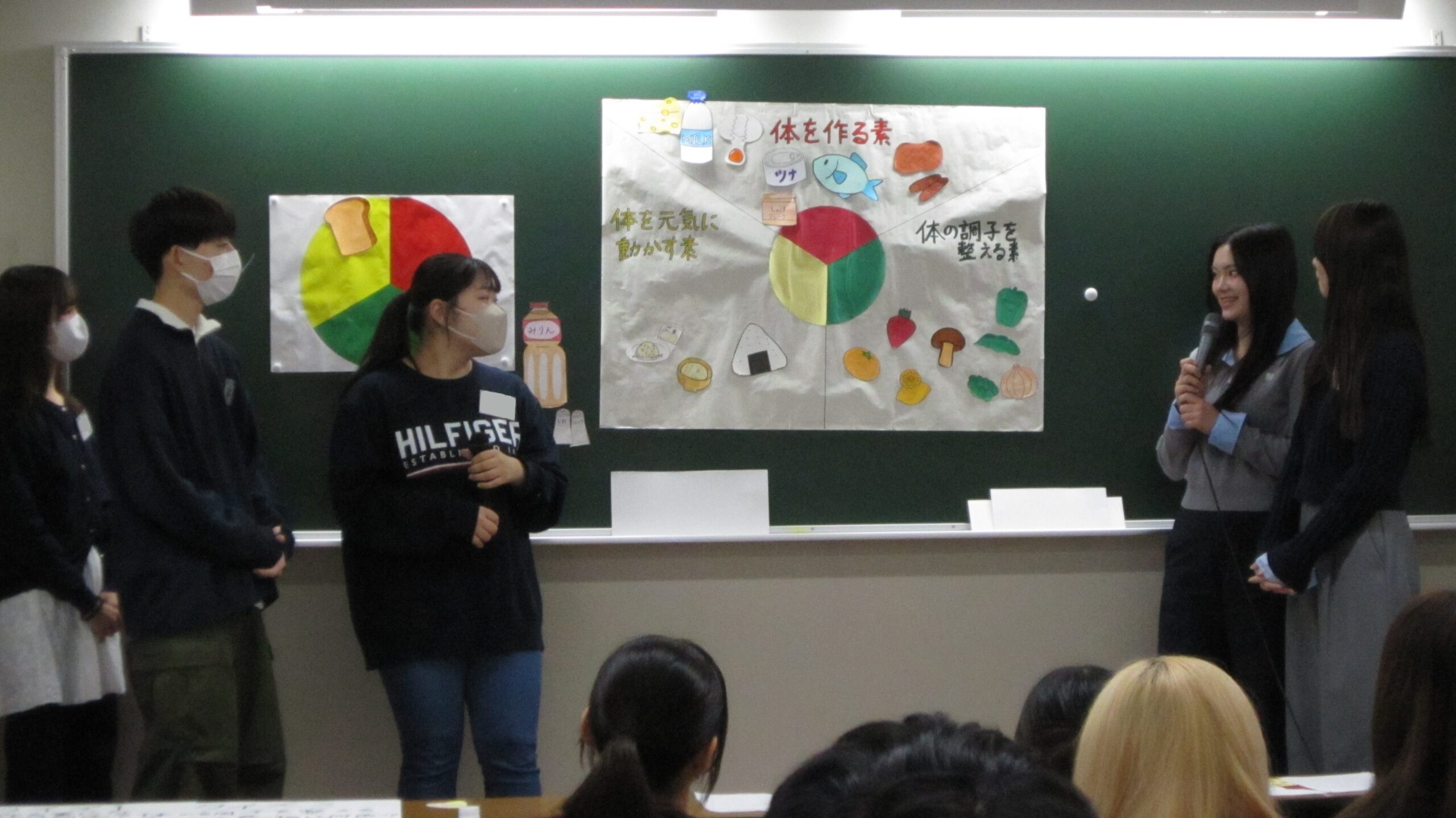 学生は小学生になりきってクイズに参加し、他のグループの発表を楽しみながら聞いています。